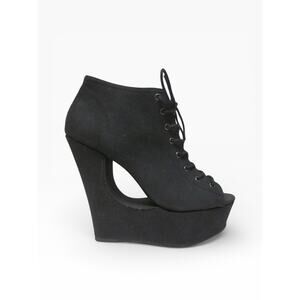 New Steve Madden Dylonn 8 Black Fabric Platform Open Toe Boot Goth Whimsigoth